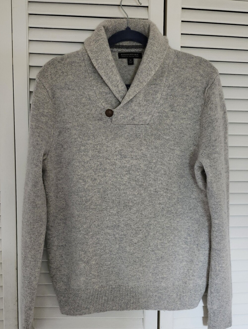 Banana Republic Men's Shawl-Collar Sweater in Gray Made Of Italian Yarn New